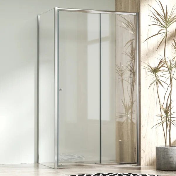 NICOL COMBI Chróm 100x80 číre Sprchovací kút s posuvnými dverami