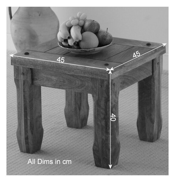 Odkladací stolík Devi 45x40x45 indický masív mango
