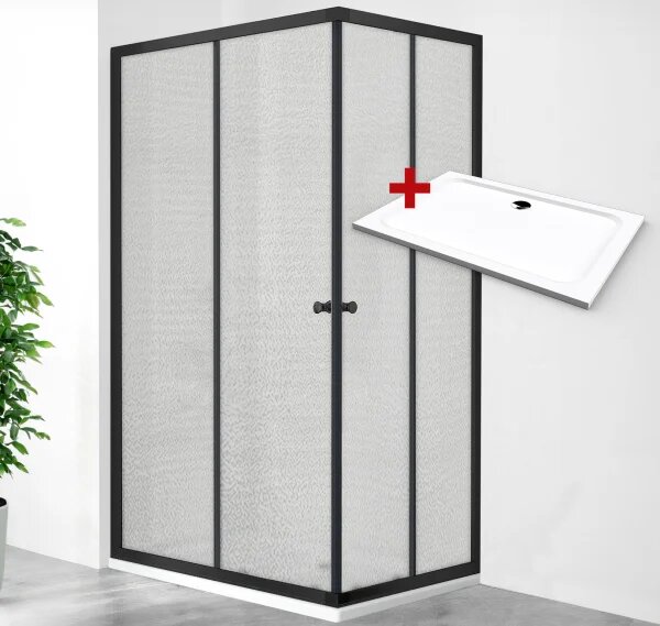 POINT BLACK ROCKY 90x80 Grape Obdĺžnikový sprchovací kút s mramorovou vaničkou