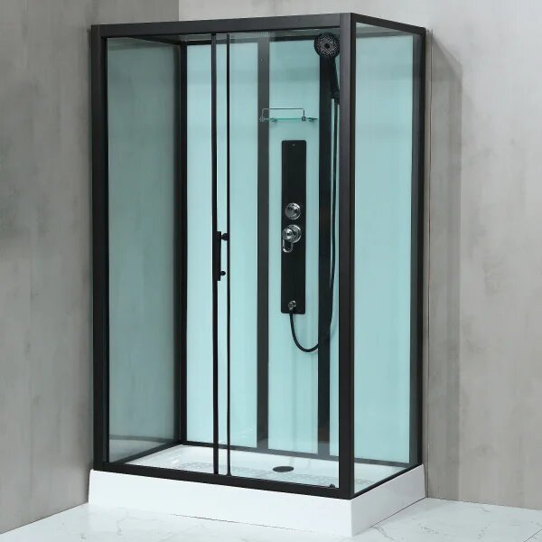 GLASS 100x80x225 Čierny Masážny sprchový box obdĺžnikový