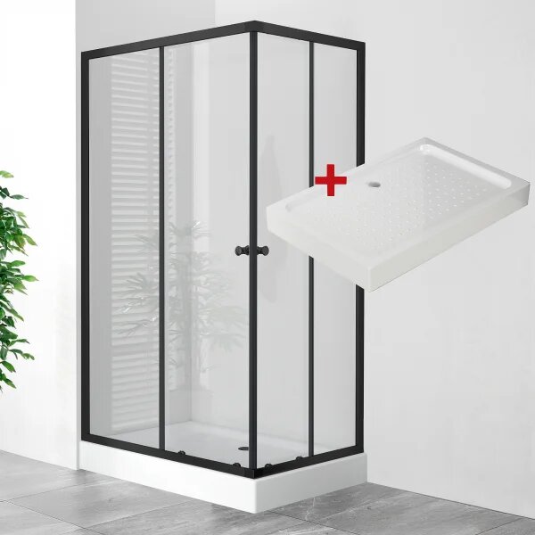 POINT BLACK LOR 100x80 Clear Obdĺžnikový sprchovací kút s akrylátovou vaničkou