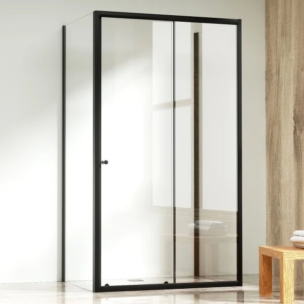NICOL COMBI II Black 80x100x80 Číre Sprchovací kút s posuvnými dverami