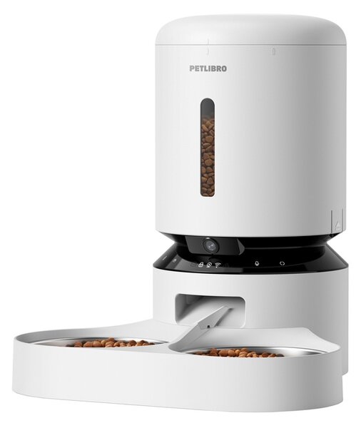 Dávkovač krmiva Petlibro Granary s dvojitou miskou, 5 l (biely)