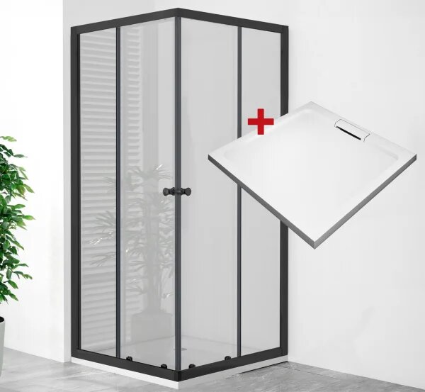 POINT BLACK HARD 80x80 Clear Štvorcový sprchovací kút s mramorovou vaničkou