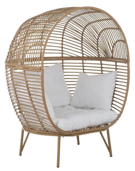 Béžové ratanové záhradné kreslo Lounge White Oval - 115*110*148 cm - J-Line by Jolipa