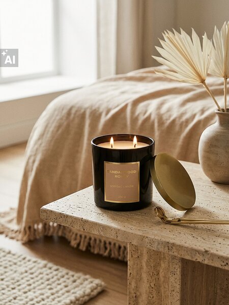 Sinsay - Voňavá sviečka Sandalwood Honey - čierna