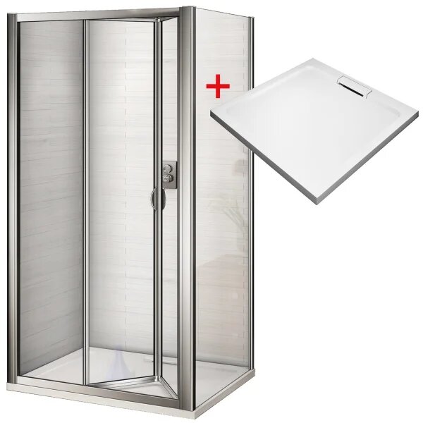 WRITE HARD 80x80 Sprchovací kút so zalamovacími dverami a mramorovou vaničkou