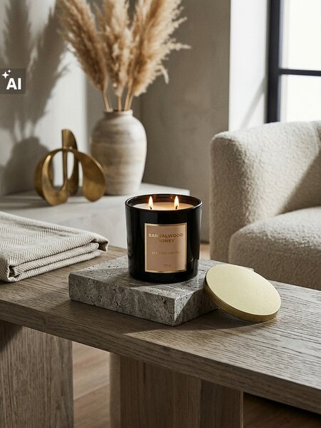 Sinsay - Voňavá sviečka Sandalwood Honey - čierna