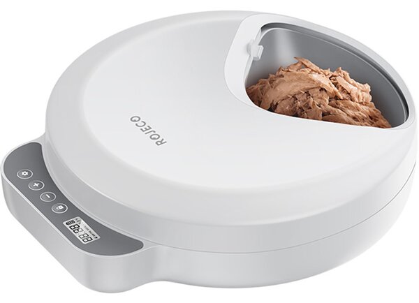 Kŕmidlo pre mačky Rojeco F26 4 Meals Button Version s 2 chladiacimi vreckami (biele)