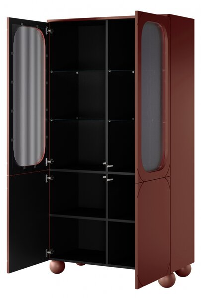 Štvordverová vitrína Sonatia II 100 cm - burgund