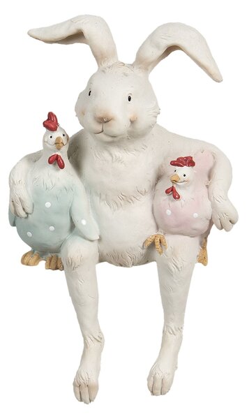 Dekorácia sediaceho králika s farebnými kurencami - 11 * 10 * 19 cm