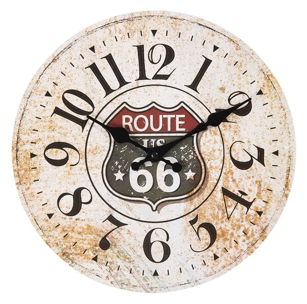 Vintage nástenné hodiny Route 66 - Ø 30 * 3 cm / 1 * AA