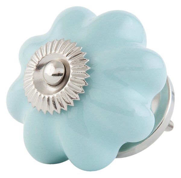 Clayre & Eef Modrá keramická úchytka Kvetina - Ø 4 cm