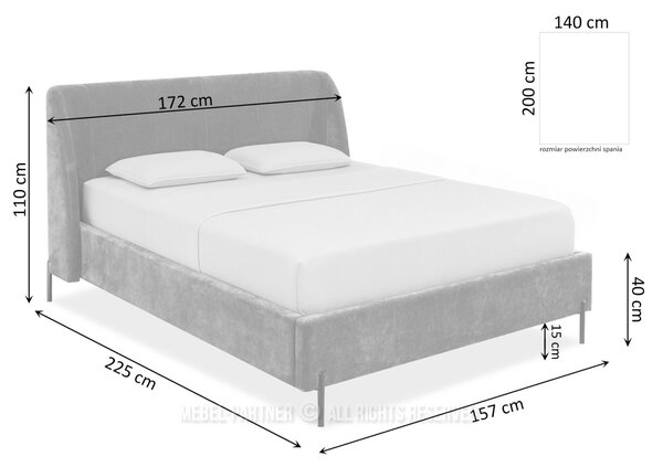 Manželská čalúnená posteľ 140x200 HARIETA - béžová / čierna