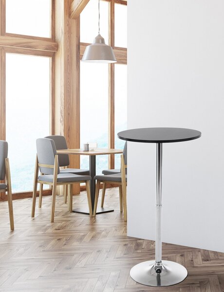 Barový stôl okrúhly DS25199, čierny / rám chróm - v108 x Ø60 cm