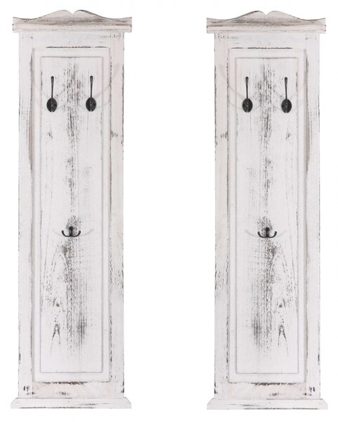 2x vešiaková stena s 3 vešiakmi 30443 - 109x28x3,5 cm, antik biela
