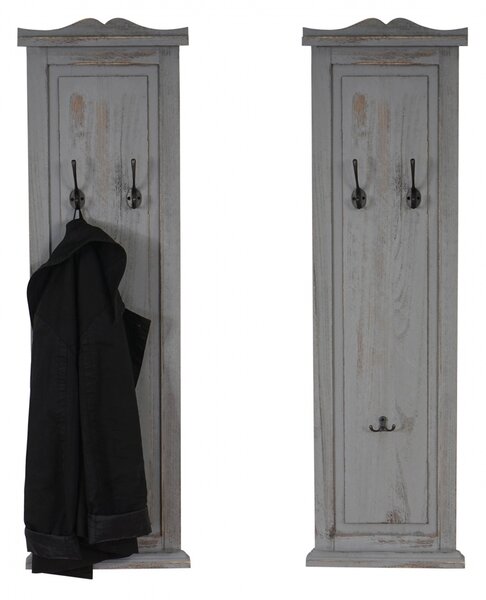 2x vešiaková stena s 3 vešiakmi 33040 - 109x28x3,5 cm, antik sivá