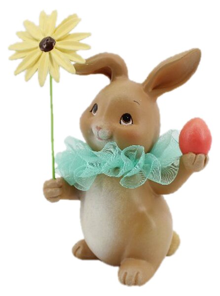 Veľkonočné dekorácie králika s kvetinou a vajíčkom - 11 * 9 * 15 cm