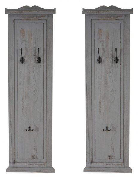 2x vešiaková stena s 3 vešiakmi 33040 - 109x28x3,5 cm, antik sivá