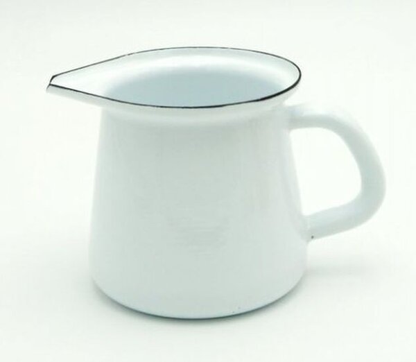 Biela smaltovaná mliekovka White blue -11,5cm - 0.4l - Münder Email