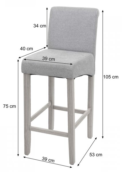 Barová stolička Lance (SET 2 ks) - látka písmo, tmavé nohy