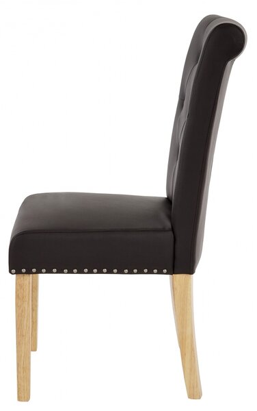 2x Jedálenská stolička Chesterfield 2 - koženka, svetlé nohy - Hnedá