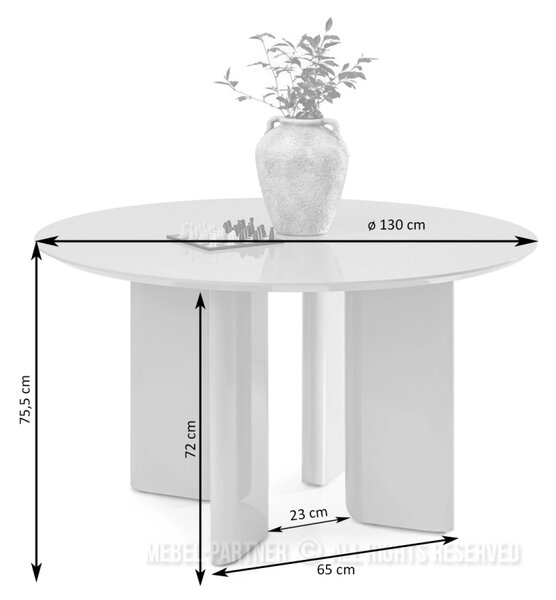 Okrúhly jedálenský stôl 130 cm ALVARO - lesklý béžový