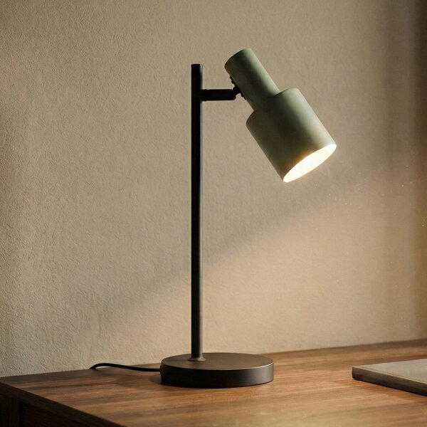Stolná lampa Lindby Ovelia, zelená/čierna, kov, E27, Čierna, Pracovňa / Kancelária, kov, Moderný, Stojacie svietidlo