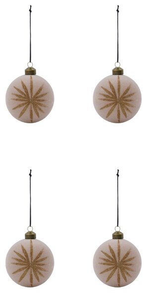 Sklenené vianočné ozdoby Rose – set 4 ks