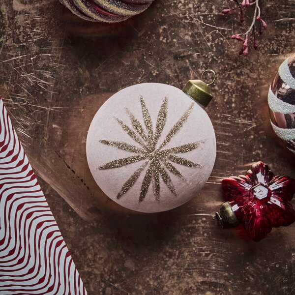 Sklenené vianočné ozdoby Rose – set 4 ks