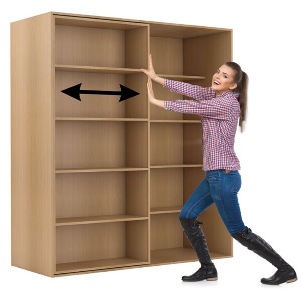 Dvojradová posuvná knižnica DOUBLE, 1800 x 700 x 2000 mm, buk