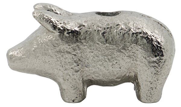 Kovový svietnik Pig Antique Silver