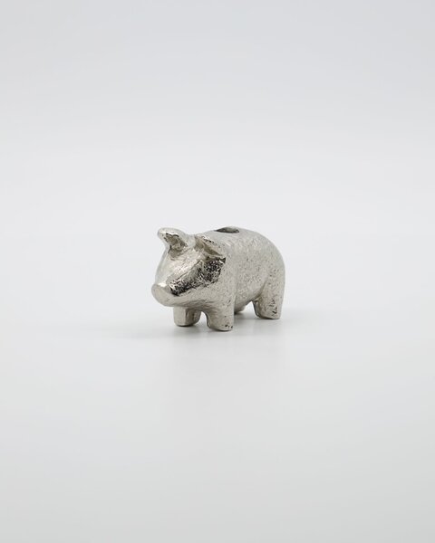 Kovový svietnik Pig Antique Silver