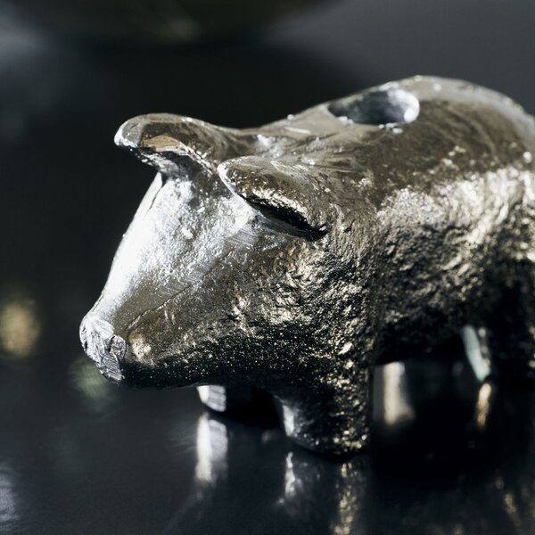 Kovový svietnik Pig Antique Silver