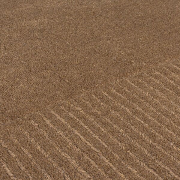 Flair Rugs, Kusový ručne tkaný koberec Tuscany Textured Wool Border Brown, 160x230, hnedá, obývacia izba
