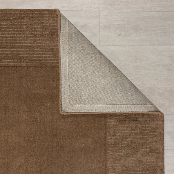 Flair Rugs, Kusový ručne tkaný koberec Tuscany Textured Wool Border Brown, 160x230, hnedá, obývacia izba