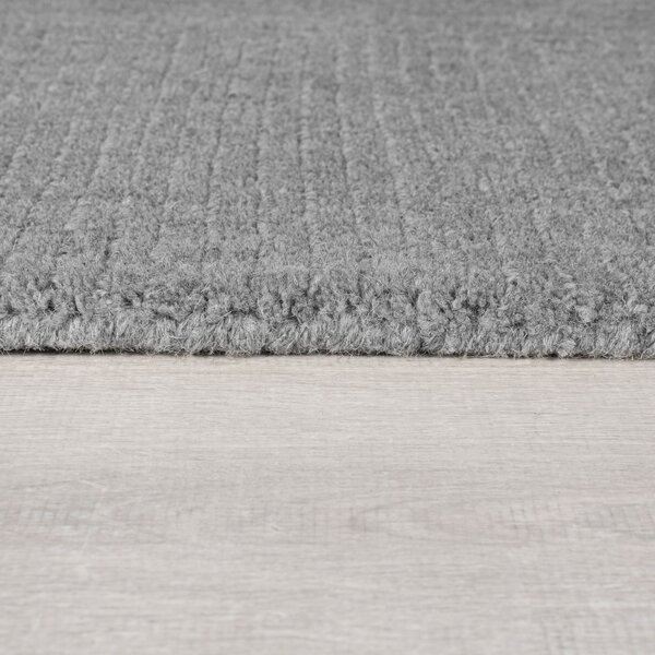 Flair Rugs , Kusový ručne tkaný koberec Tuscany Textured Wool Border Grey Marl, 120x170, šedá, obývacia izba
