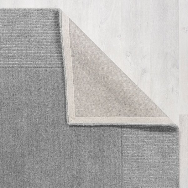 Flair Rugs , Kusový ručne tkaný koberec Tuscany Textured Wool Border Grey Marl, 120x170, šedá, obývacia izba