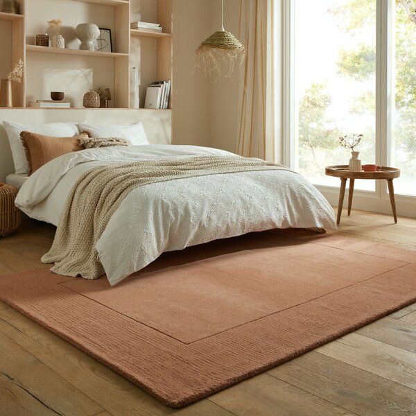 Flair Rugs , DOPREDAJ: 120x170 cm Kusový ručně tkaný koberec Tuscany Textured Wool Border Orange, 120x170, oranžová, obývacia izba