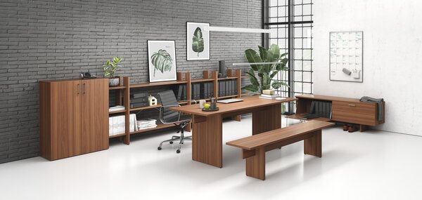 Kancelárska skriňa vysoká SOLID, 800 x 400 x 1830 mm, orech