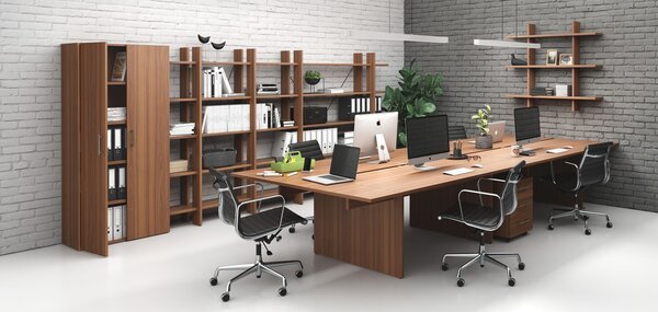 Kancelárska skriňa vysoká SOLID, 800 x 400 x 1830 mm, orech