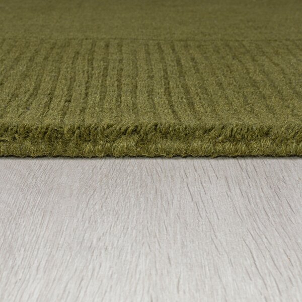 Flair Rugs , Kusový ručne tkaný koberec Tuscany Textured Wool Border Green, 120x170, zelená, obývacia izba
