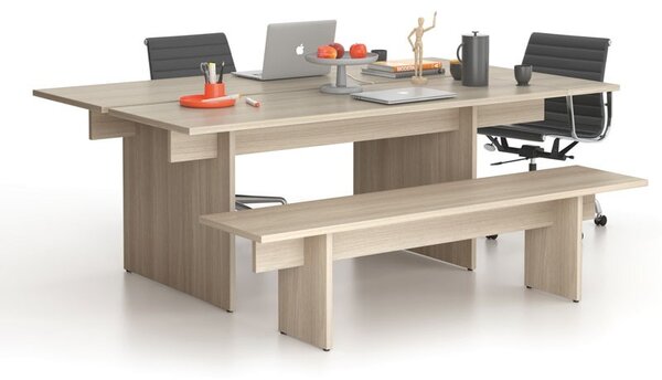 Rokovací kancelársky stôl SOLID + 1x prísed, 200x125 cm, dub prírodný