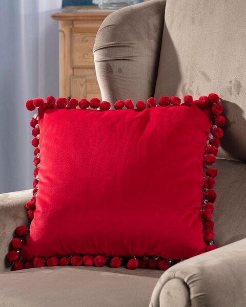 Obliečka Glamour 43x43cm farba produktu červená látka lesklá, zamatová
