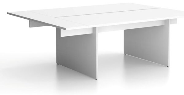 Kancelársky stôl double SOLID + 1x prísed, 200x165 cm, biela