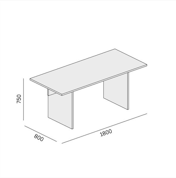 Kancelársky stôl single SOLID, 180x80 cm, orech