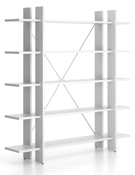 Kancelársky regál vysoký dlhý SOLID, 1800 x 400 x 1825 mm, biela
