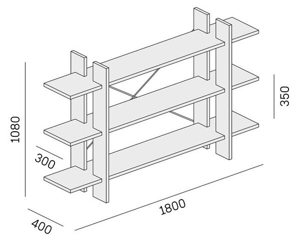 Kancelársky regál nízky dlhý SOLID, 1800 x 400 x 1075 mm, biela