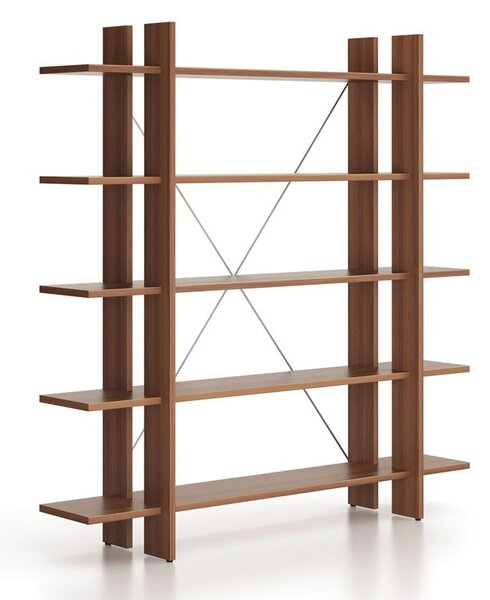 Kancelársky regál vysoký dlhý SOLID, 1800 x 400 x 1825 mm, orech