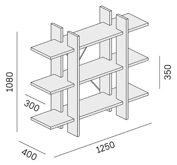 Kancelársky regál nízky krátky SOLID, 1250 x 400 x 1075 mm, orech